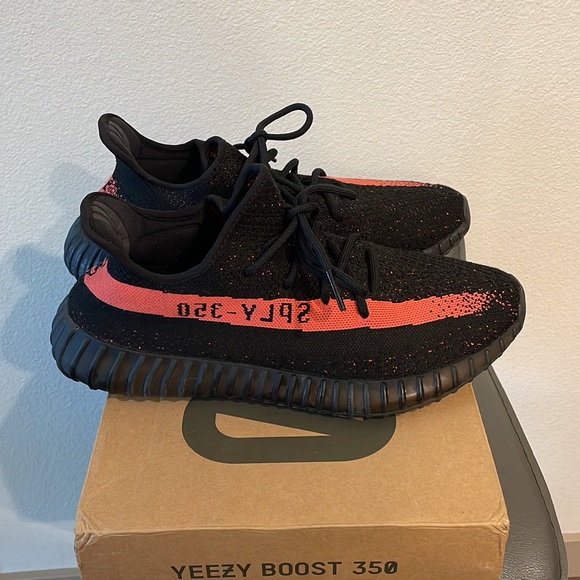 adidas Yeezy Boost SPLY 350 v2 Core Red Black Original Release Prime Knit 11 US - Picture 3 of 11